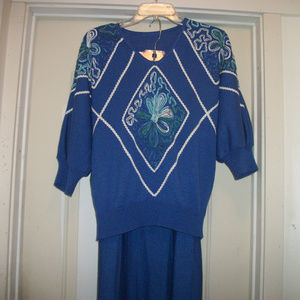 VINTAGE 1980S RIBBONS DECOR SWEATER SKIRT SET 10